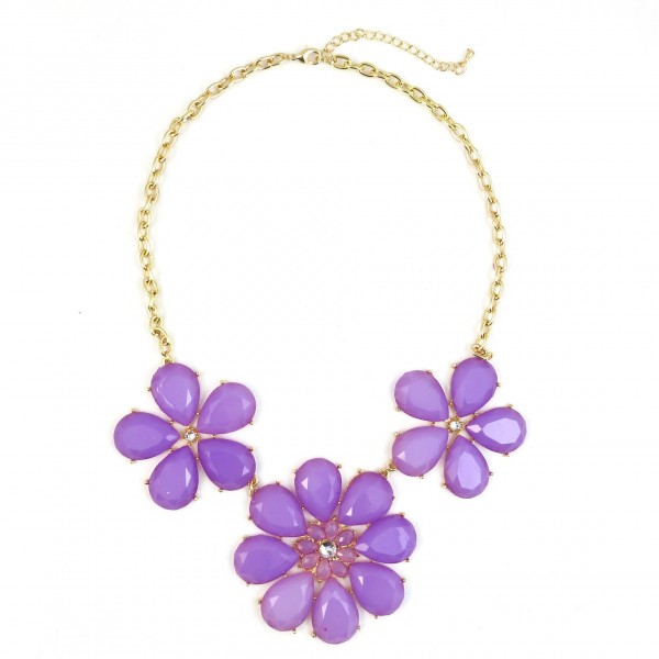 Lavender Stone Daisy BLoom Statement Necklace